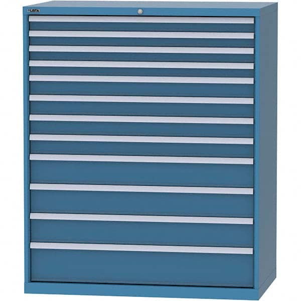 LISTA - 12 Drawer, 216 Compartment Bright Blue Steel Modular Storage Cabinet - Exact Tooling