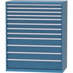 LISTA - 12 Drawer, 216 Compartment Bright Blue Steel Modular Storage Cabinet - Exact Tooling
