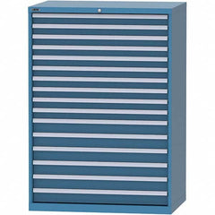 LISTA - 16 Drawer, 99 Compartment Bright Blue Steel Modular Storage Cabinet - Exact Tooling