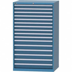 LISTA - 16 Drawer, 84 Compartment Bright Blue Steel Modular Storage Cabinet - Exact Tooling