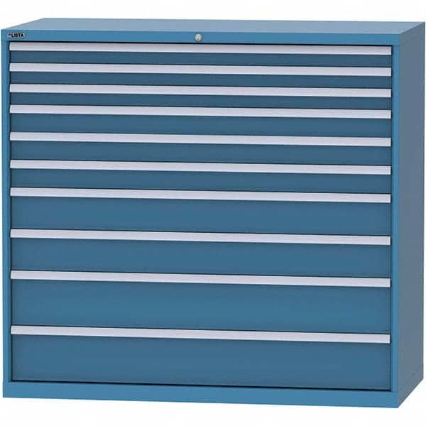 LISTA - 10 Drawer, 84 Compartment Bright Blue Steel Modular Storage Cabinet - Exact Tooling