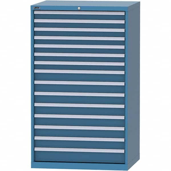 LISTA - 15 Drawer, 84 Compartment Bright Blue Steel Modular Storage Cabinet - Exact Tooling