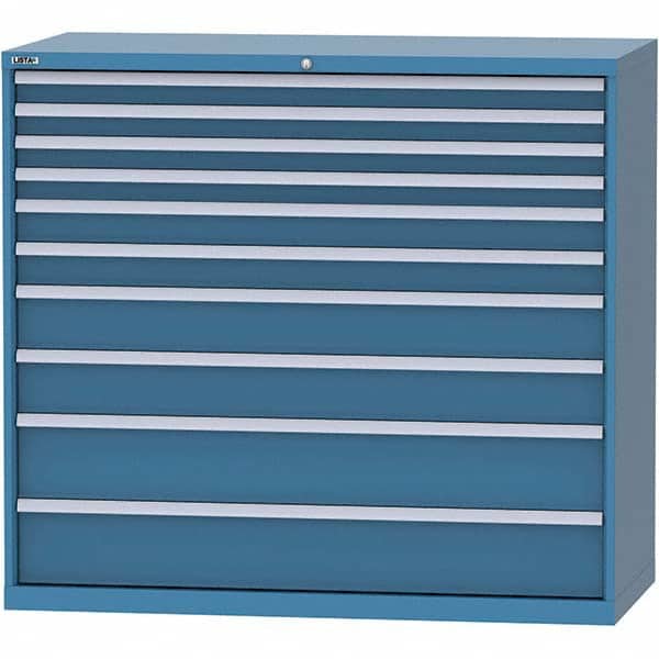 LISTA - 10 Drawer, 84 Compartment Bright Blue Steel Modular Storage Cabinet - Exact Tooling