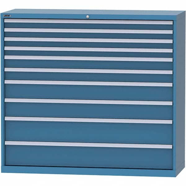 LISTA - 10 Drawer, 84 Compartment Bright Blue Steel Modular Storage Cabinet - Exact Tooling