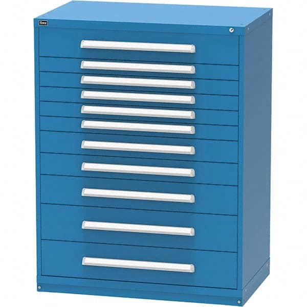 Vidmar - 11 Drawer, 45 Compartment Bright Blue Steel Modular Storage Cabinet - Exact Tooling