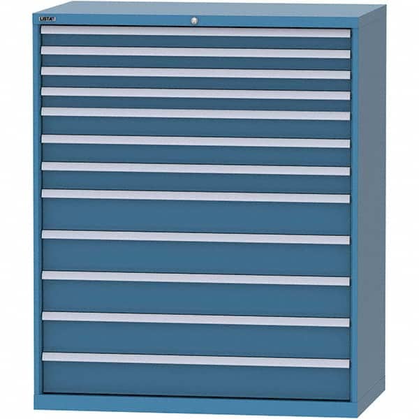LISTA - 12 Drawer, 216 Compartment Bright Blue Steel Modular Storage Cabinet - Exact Tooling