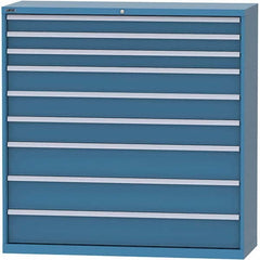 LISTA - 9 Drawer, 84 Compartment Bright Blue Steel Modular Storage Cabinet - Exact Tooling