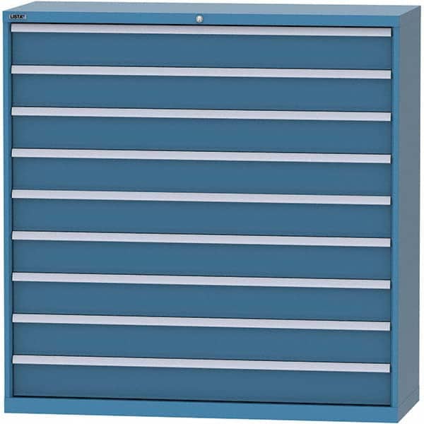 LISTA - 9 Drawer, 84 Compartment Bright Blue Steel Modular Storage Cabinet - Exact Tooling