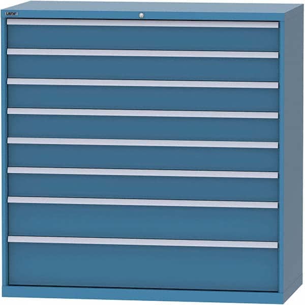 LISTA - 8 Drawer, 84 Compartment Bright Blue Steel Modular Storage Cabinet - Exact Tooling