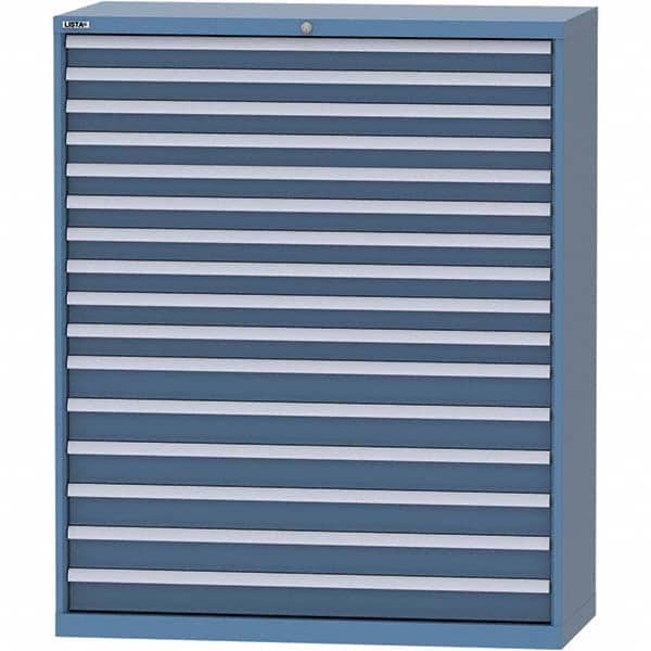 LISTA - 16 Drawer, 99 Compartment Bright Blue Steel Modular Storage Cabinet - Exact Tooling