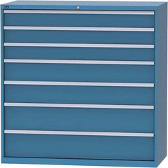 LISTA - 7 Drawer, 84 Compartment Bright Blue Steel Modular Storage Cabinet - Exact Tooling