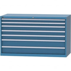 LISTA - 7 Drawer, 84 Compartment Bright Blue Steel Modular Storage Cabinet - Exact Tooling