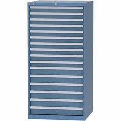 LISTA - 16 Drawer, 124 Compartment Bright Blue Steel Modular Storage Cabinet - Exact Tooling