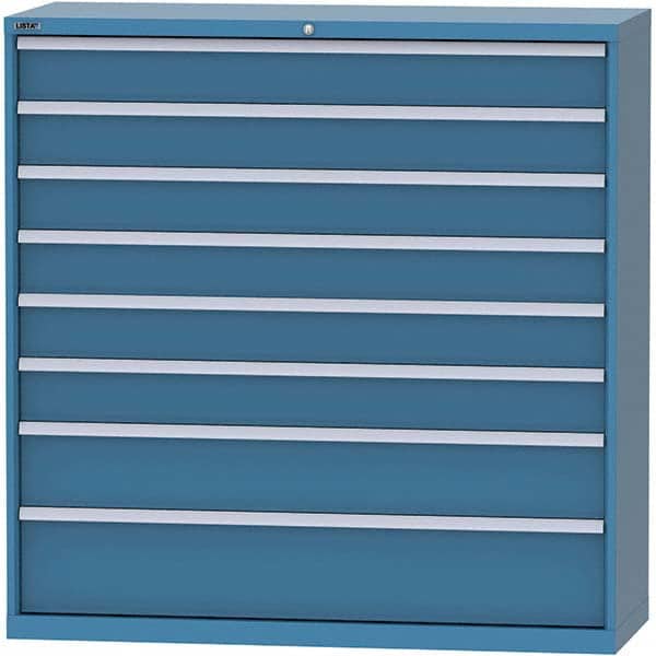 LISTA - 8 Drawer, 84 Compartment Bright Blue Steel Modular Storage Cabinet - Exact Tooling
