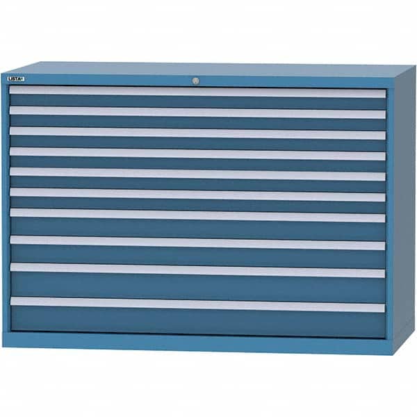 LISTA - 10 Drawer, 84 Compartment Bright Blue Steel Modular Storage Cabinet - Exact Tooling
