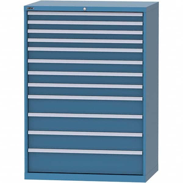 LISTA - 12 Drawer, 99 Compartment Bright Blue Steel Modular Storage Cabinet - Exact Tooling
