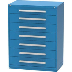 Vidmar - 7 Drawer, 45 Compartment Bright Blue Steel Modular Storage Cabinet - Exact Tooling