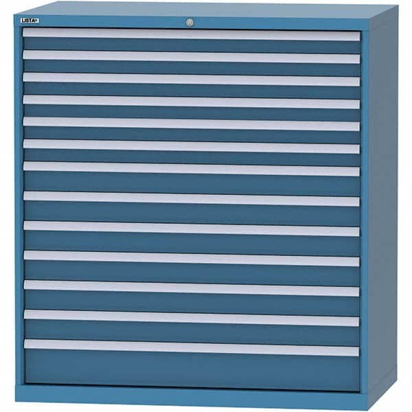LISTA - 13 Drawer, 159 Compartment Bright Blue Steel Modular Storage Cabinet - Exact Tooling