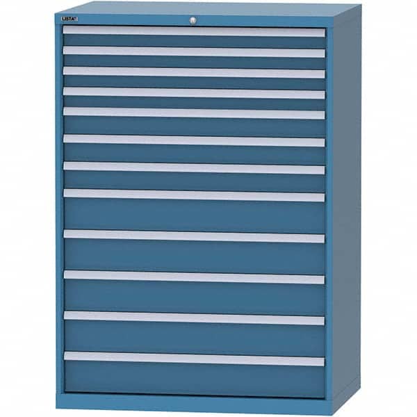 LISTA - 12 Drawer, 99 Compartment Bright Blue Steel Modular Storage Cabinet - Exact Tooling