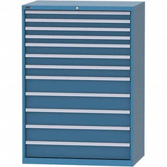 LISTA - 12 Drawer, 99 Compartment Bright Blue Steel Modular Storage Cabinet - Exact Tooling
