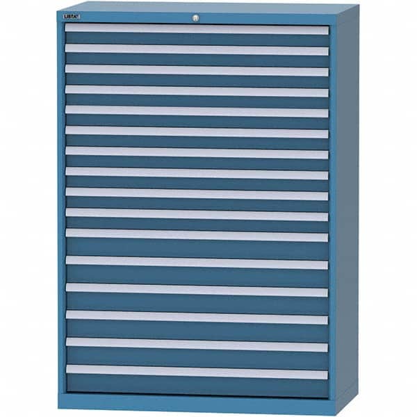 LISTA - 16 Drawer, 84 Compartment Bright Blue Steel Modular Storage Cabinet - Exact Tooling