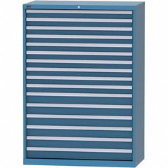 LISTA - 16 Drawer, 84 Compartment Bright Blue Steel Modular Storage Cabinet - Exact Tooling