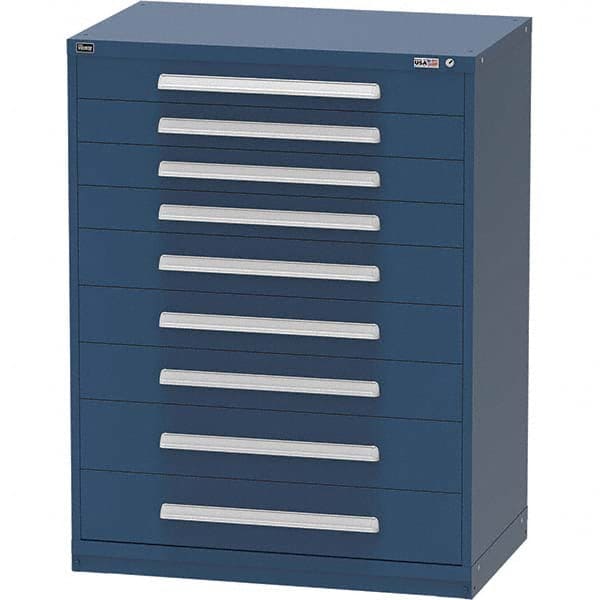 Vidmar - 9 Drawer Bright Blue Steel Modular Storage Cabinet - Exact Tooling