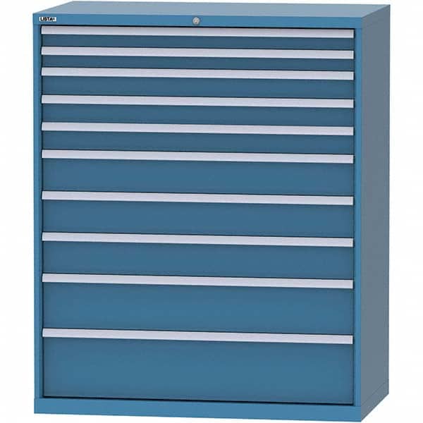 LISTA - 10 Drawer, 216 Compartment Bright Blue Steel Modular Storage Cabinet - Exact Tooling