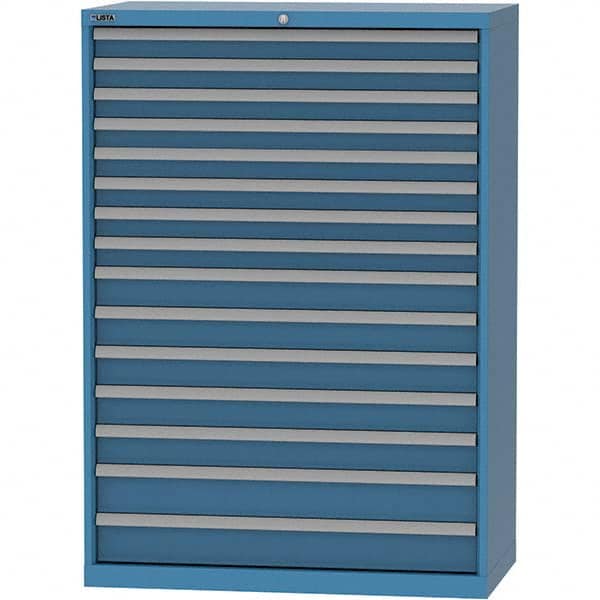 LISTA - 15 Drawer, 84 Compartment Bright Blue Steel Modular Storage Cabinet - Exact Tooling