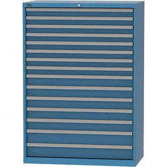 LISTA - 15 Drawer, 84 Compartment Bright Blue Steel Modular Storage Cabinet - Exact Tooling