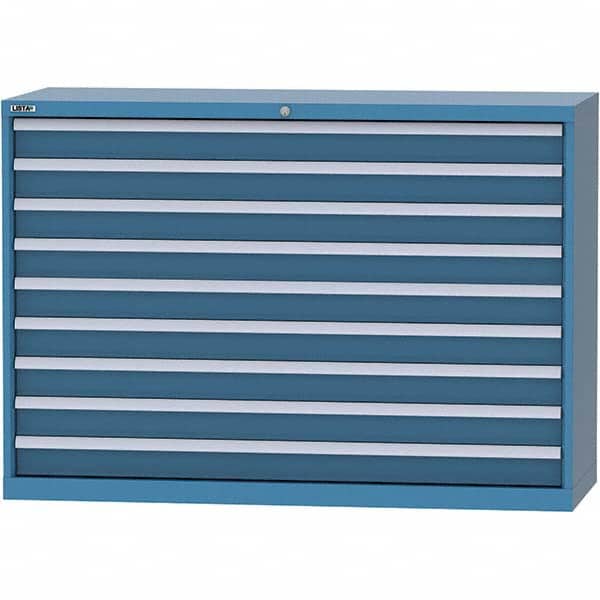 LISTA - 9 Drawer, 84 Compartment Bright Blue Steel Modular Storage Cabinet - Exact Tooling