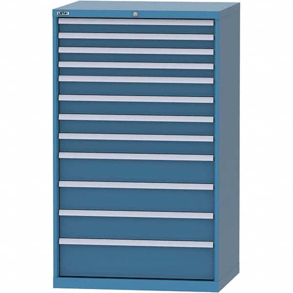 LISTA - 12 Drawer, 84 Compartment Bright Blue Steel Modular Storage Cabinet - Exact Tooling