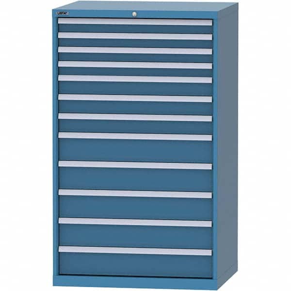 LISTA - 12 Drawer, 84 Compartment Bright Blue Steel Modular Storage Cabinet - Exact Tooling