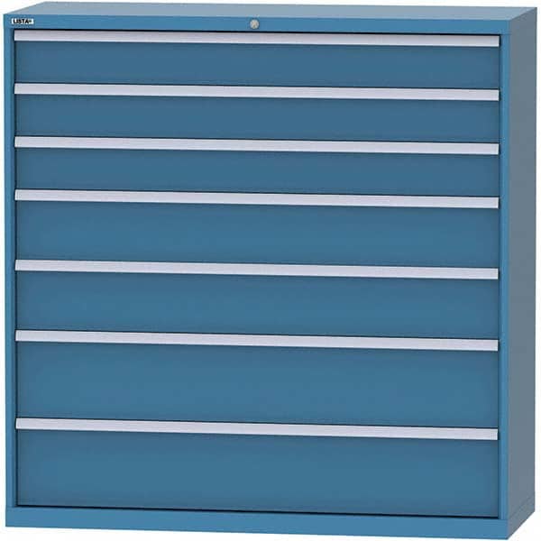 LISTA - 7 Drawer, 84 Compartment Bright Blue Steel Modular Storage Cabinet - Exact Tooling