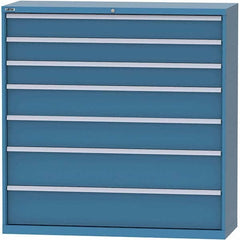 LISTA - 7 Drawer, 84 Compartment Bright Blue Steel Modular Storage Cabinet - Exact Tooling