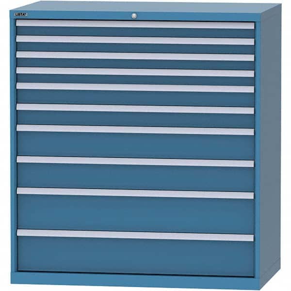 LISTA - 10 Drawer, 99 Compartment Bright Blue Steel Modular Storage Cabinet - Exact Tooling