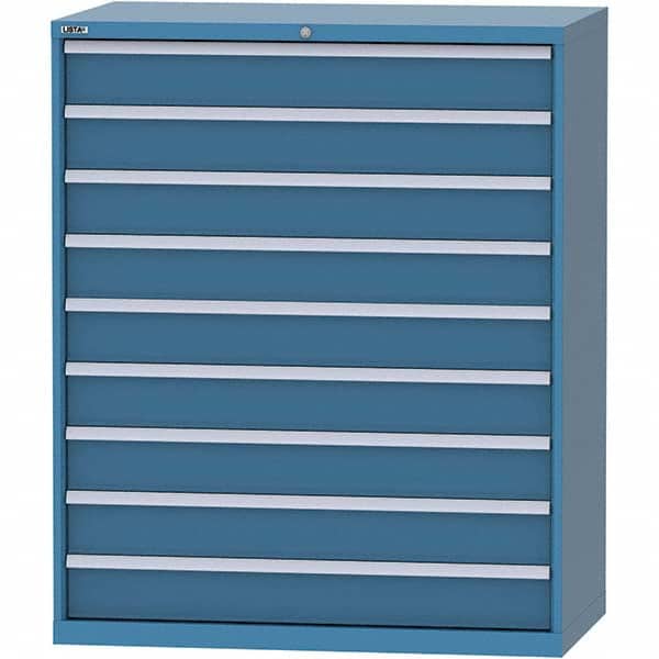 LISTA - 9 Drawer, 159 Compartment Bright Blue Steel Modular Storage Cabinet - Exact Tooling