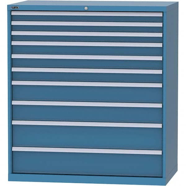 LISTA - 10 Drawer, 159 Compartment Bright Blue Steel Modular Storage Cabinet - Exact Tooling