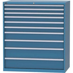 LISTA - 10 Drawer, 159 Compartment Bright Blue Steel Modular Storage Cabinet - Exact Tooling