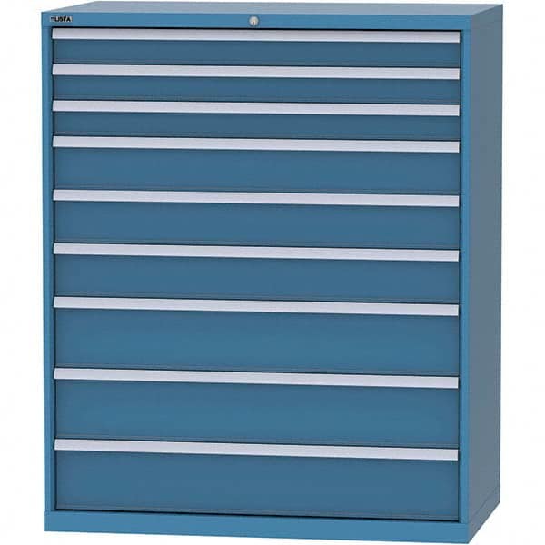 LISTA - 9 Drawer, 159 Compartment Bright Blue Steel Modular Storage Cabinet - Exact Tooling