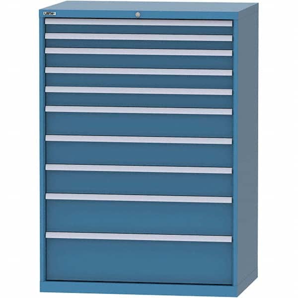LISTA - 10 Drawer, 99 Compartment Bright Blue Steel Modular Storage Cabinet - Exact Tooling
