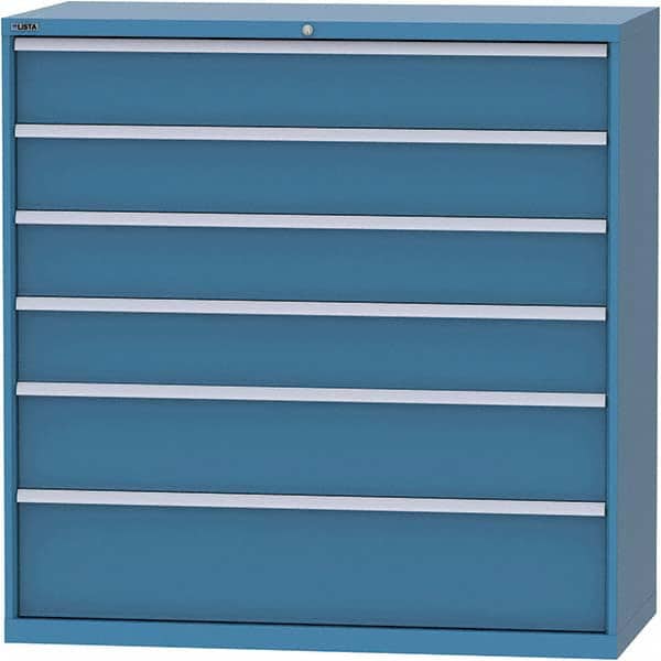 LISTA - 6 Drawer, 84 Compartment Bright Blue Steel Modular Storage Cabinet - Exact Tooling