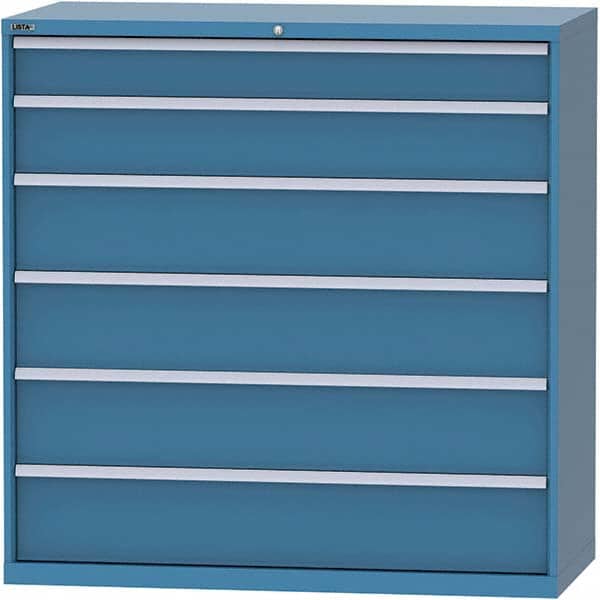 LISTA - 6 Drawer, 84 Compartment Bright Blue Steel Modular Storage Cabinet - Exact Tooling