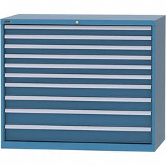 LISTA - 10 Drawer, 99 Compartment Bright Blue Steel Modular Storage Cabinet - Exact Tooling