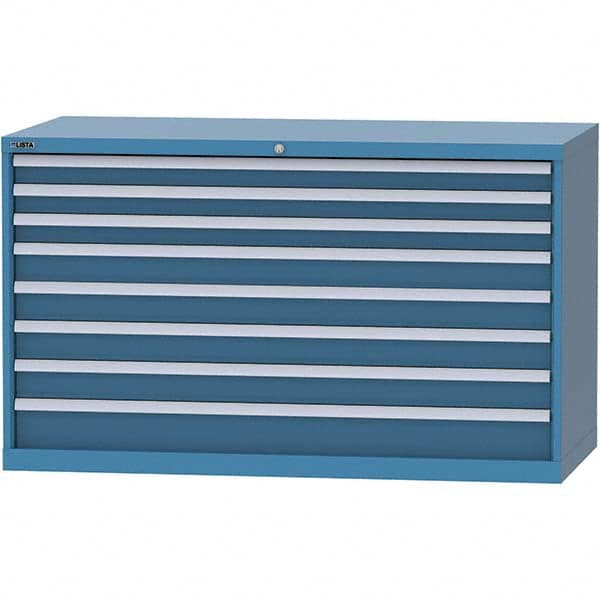 LISTA - 8 Drawer, 84 Compartment Bright Blue Steel Modular Storage Cabinet - Exact Tooling
