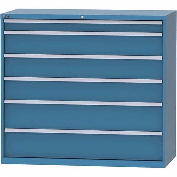 LISTA - 6 Drawer, 84 Compartment Bright Blue Steel Modular Storage Cabinet - Exact Tooling