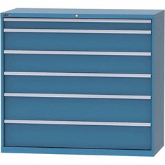 LISTA - 6 Drawer, 84 Compartment Bright Blue Steel Modular Storage Cabinet - Exact Tooling
