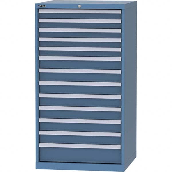 LISTA - 13 Drawer, 45 Compartment Bright Blue Steel Modular Storage Cabinet - Exact Tooling