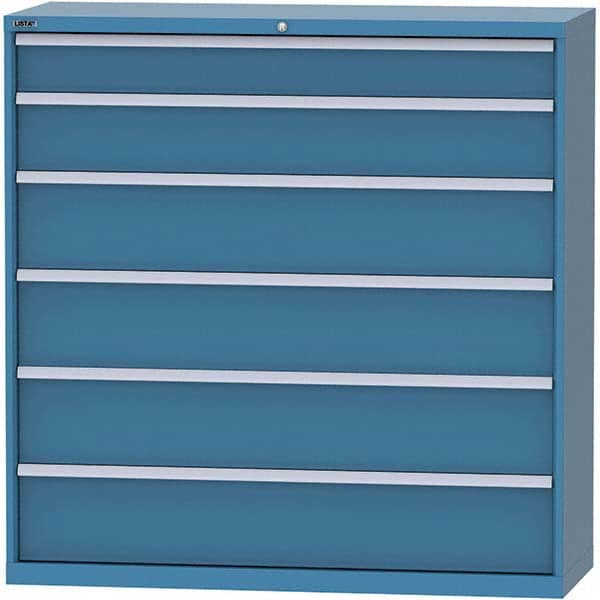 LISTA - 6 Drawer, 84 Compartment Bright Blue Steel Modular Storage Cabinet - Exact Tooling