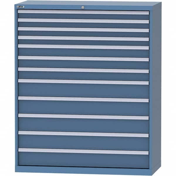 LISTA - 12 Drawer, 99 Compartment Bright Blue Steel Modular Storage Cabinet - Exact Tooling